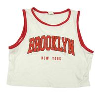 Smetanový crop top s nápisem Shein