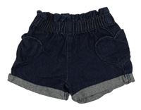 Tmavomodré riflové kraťasy se srdíčky Vertbaudet