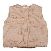 Starorůžová šusťáková zateplená vesta se Stitchem Primark