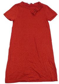 Červené třpytivé svetrové šaty s mašlí H&M