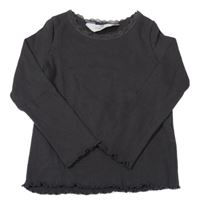 Tmavošedé žebrované triko H&M