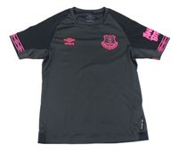 Tmavošedé sportovní funkční tričko s růžovými nápisy a logem Umbro