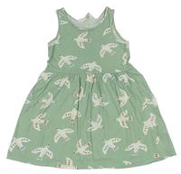 Zelené šaty s ptáčky H&M