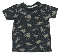 Tmavošedé tričko s dinosaury Primark