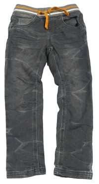 Tmavošedé skinny rifle s úpletovým pasem 
