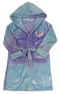 Modro-lila plyšový vzorovaný župan s Frozen a kapucí Primark