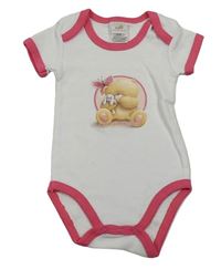 Bílo-růžové body s medvědem 