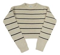 Světlebéžový pruhovaný crop svetr Primark