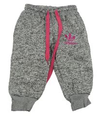 Šedé melírované pletené tepláky s logem Adidas