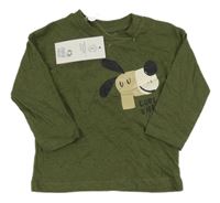 Nové - khaki vzorované triko s pejskem F&F