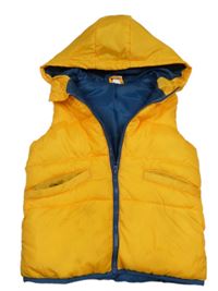 Žlutá šusťáková prošívaná zateplená vesta s kapucí Pep&Co