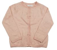 Světlerůžový lehký propínací svetr s 3D puntíky Primark