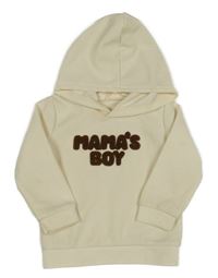 Smetanová žebrovaná mikina s 3D nápisem a kapucí  