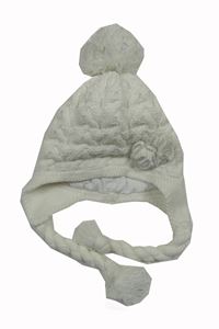 Smetanová pletená podšitá čepice s bambulí 