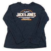 Tmavomodré triko s logem Jack & Jones