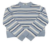 Modro-fialovo-bílý pruhovaný crop svetr H&M