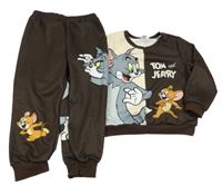 2 set - hnědo-béžová mikina s Tomem a Jerrym + tepláky shein
