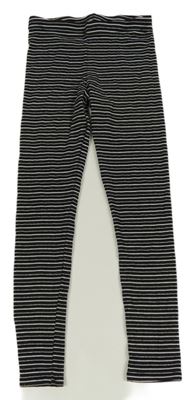 Černo-bílé pruhované žebrované legíny F&F
