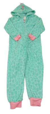 Zelená vzorovaná chlupatá kombinéza s kapucí - dinosaurus H&M