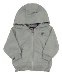 Šedá fleecová propínací mikina s kotvou a kapucí Lupilu