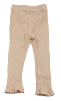 Světlerůžové žebrované legíny 