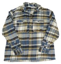 Modro-béžovo-bílá kostkovaná košilová bunda H&M