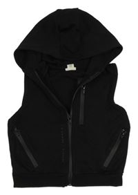 Černá tepláková propínací vesta s kapucí River Island