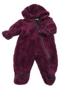 Fialová chlupatá kombinéza s kapucí jakoo