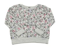 Šedá vzorovaná mikina s růžovými kvítky every day