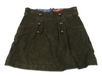 Tmavozelená manšestrová sukně s gombíky Esprit