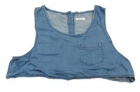 Světlemodrá crop lehká vesta riflového vzhledu Next