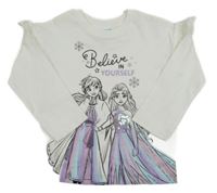Bílé triko s Frozen a volánky Disney