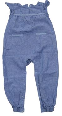 Modré melírované laclové kalhoty riflového vzhledu s krajkou Lupilu