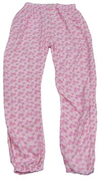Růžové květované lehké kalhoty Primark