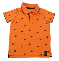 Neonově oranžové polo tričko s ptáčky WE
