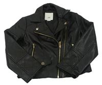 Černý koženkový crop křivák River Island