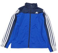 Modrá propínací sportovní mikina s pruhy Adidas