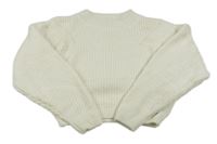 Bílý žinylkový crop svetr H&M