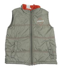 Šedá šusťáková zateplená vesta s nápisem Impidimpi