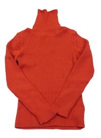 Červený žebrovaný svetrový rolák Next