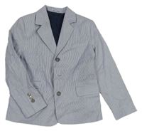 Tmavomodro-bílé pruhované společenské sako 