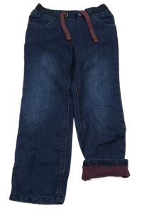 Tmavomodré podšité teplákové rifle s úpletovým pasem Lupilu