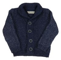 Tmavomodrý melírovaný propínací svetr Primark