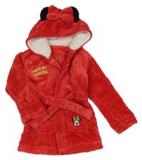 Červený plyšový župan s Minnie a kapucí Primark