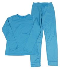 2set - Světlemodré thermo funkční triko + funkční thermo kalhoty Crane