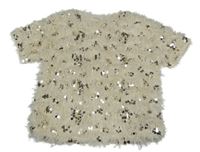 Smetanová vesta s pírky a flitry Zara