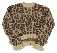 Béžovo-hnědý crop svetr s leopardím vzorem River Island
