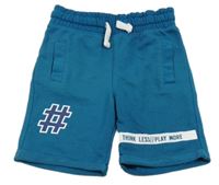 Petrolejové teplákové kraťasy s potiskem X-mail