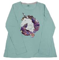 Světlemodré triko s jednorožcem z flitrů Yigga