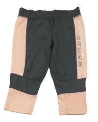 Antracitovo-světlerůžové sportovní crop legíny s nápisy Ergeenomixx